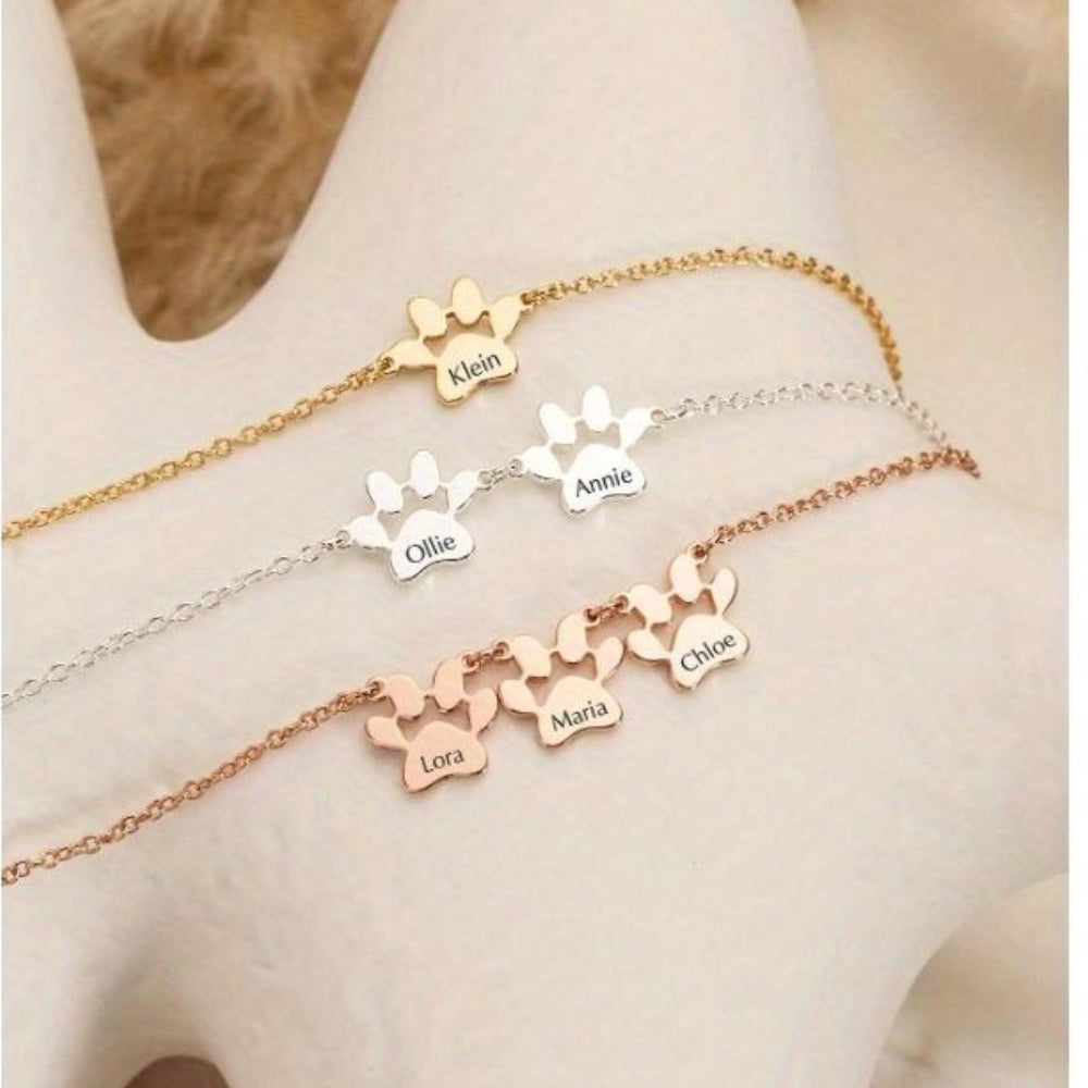 Braccialetto Personalizzato con Zampette e Nome del Tuo Pet: Porta Sempre con Te il Tuo Amico a Quattro Zampe